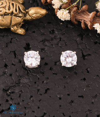 The Classic Solitaire Silver Earrings