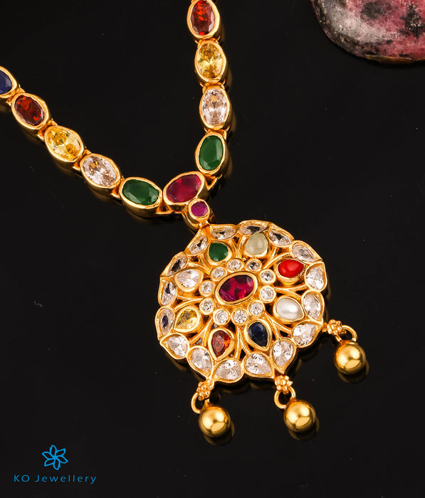 The Darshana Silver Navratna Necklace