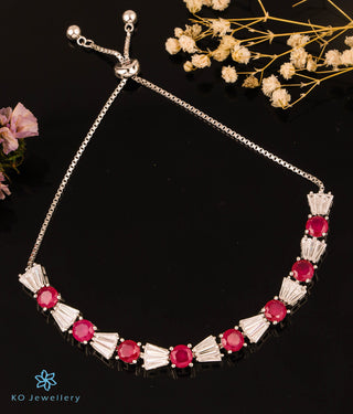 The Exquisite Ruby Adjustable Silver Bracelet