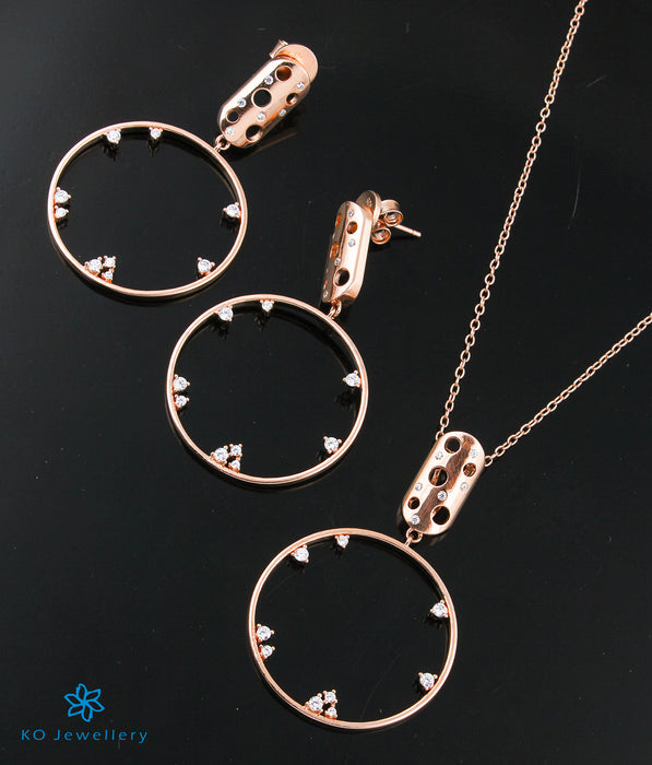 The Avisa Silver Rosegold Necklace & Earrings