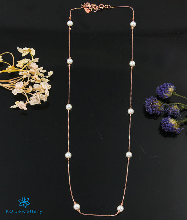 The Pearly Silver Rose-gold Necklace (Single Layer)