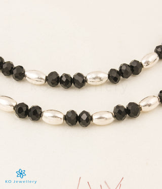 The Nitara Silver Black-bead Anklets