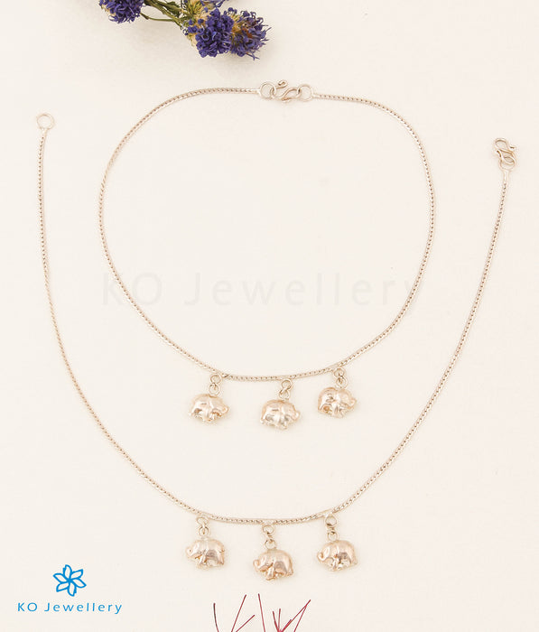 The Ellie Elephant-Charms Silver Anklets