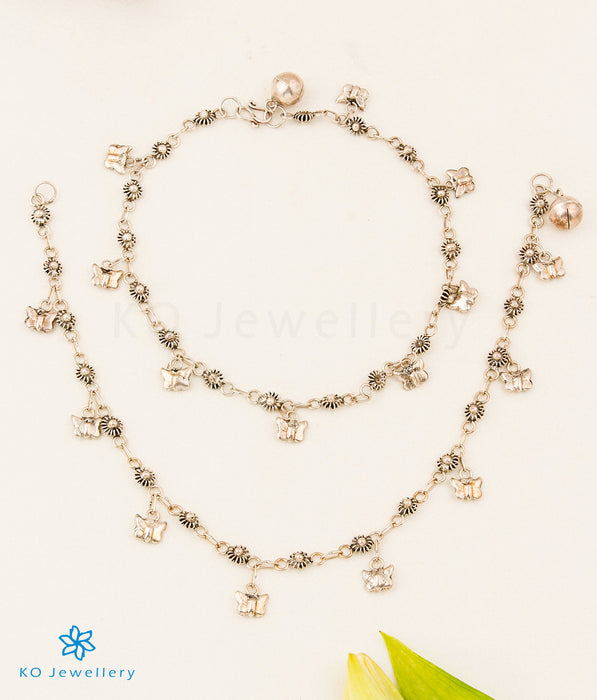 The Butterfly-Charms Silver Anklets