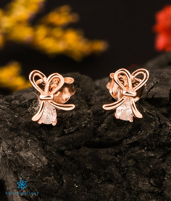 The Sparkly Bow Silver Rosegold Earstuds