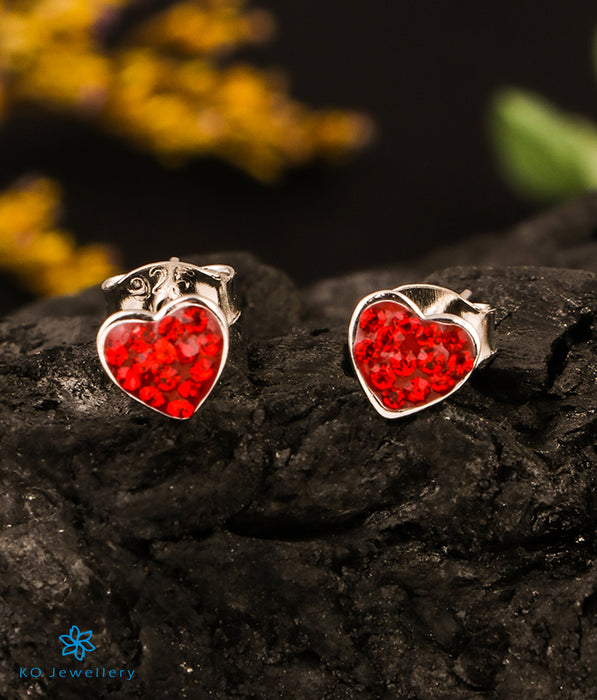 The Red Heart Silver Earrings