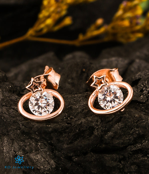 The Crescent Star Silver Rosegold Earstuds