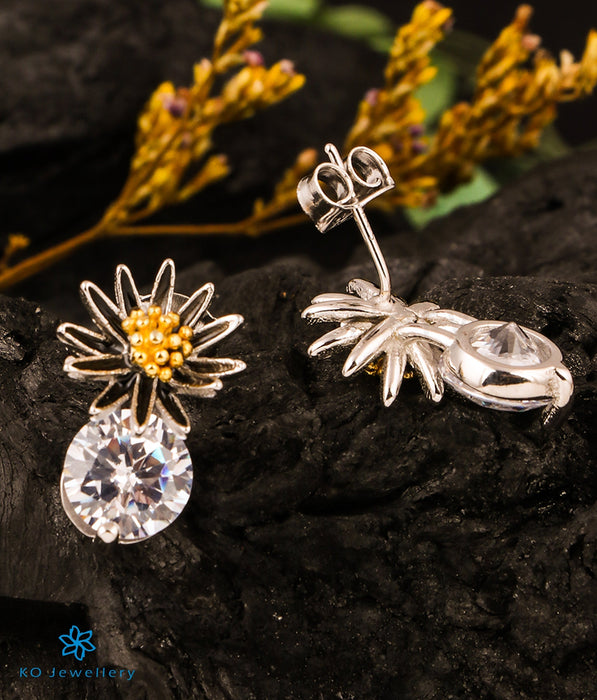 The Sparkling Sunflower Silver Earrings