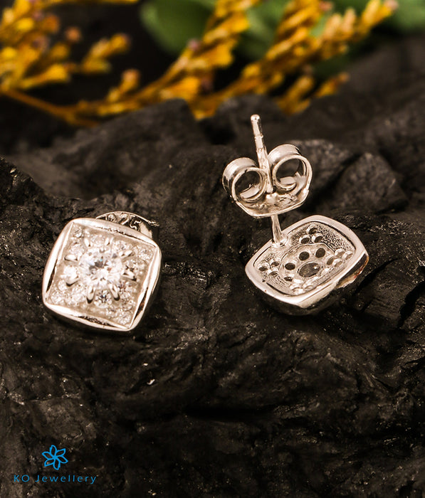 The Square Sparkle Silver Earrings