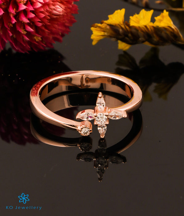 The Bijoux Silver Open Rosegold Finger Ring