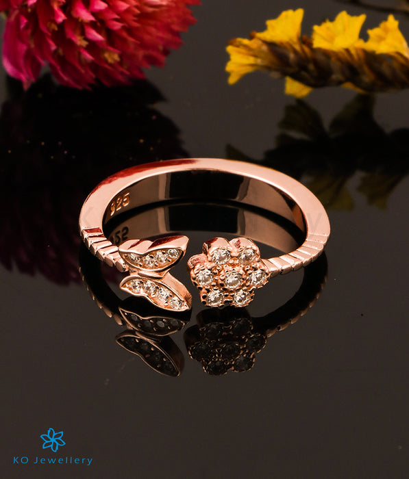 Buy Rose Gold Cubic Zirconia Butterfly Ring Online - Label Ritu Kumar  International Store View