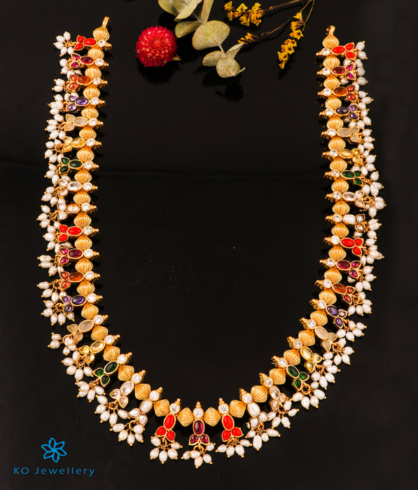 Gold tone Long palakka Haram Necklace (color option) – Kaya Online