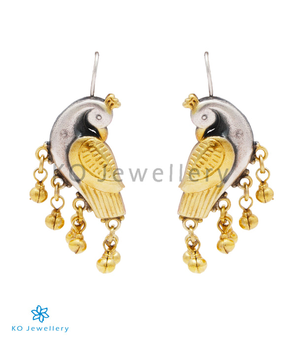 The Kira Silver Parrot Earrings(Two-tone)