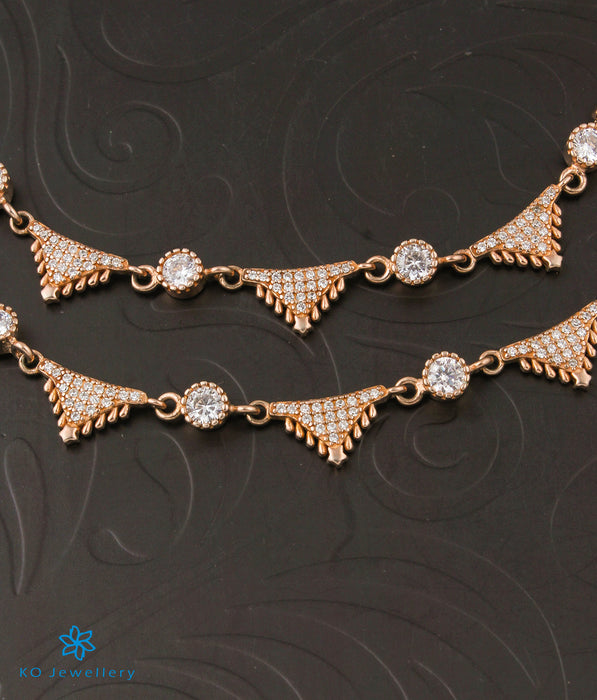 The Jassy Silver Rose-gold Anklets