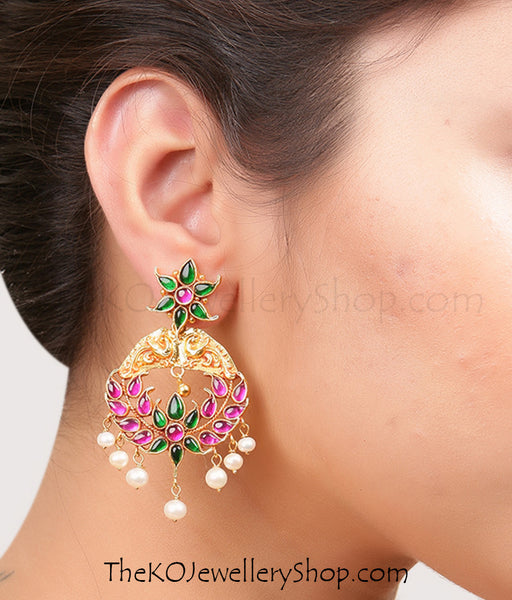 Online shopping pure gold dipped silver navratna earrings for women