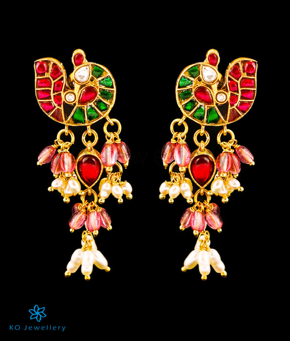 The Khimkhab Silver Peacock Kundan Earrings