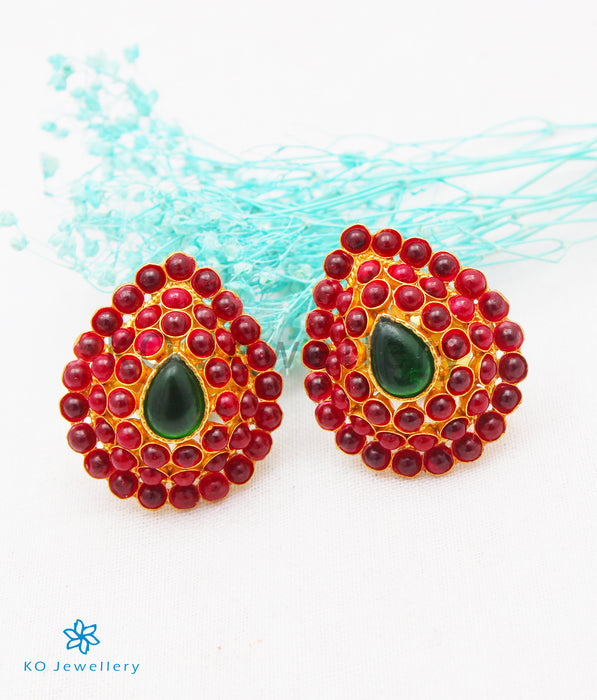 The Rudhira Silver Earstuds (Red)