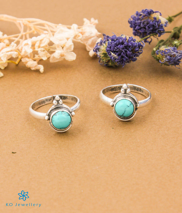 The Sakshi Silver Toe-Rings (Turquoise)