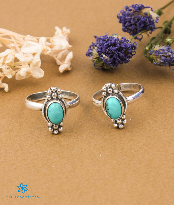 The Neeti Silver Toe-Rings (Turquoise)