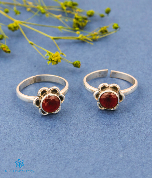 The Pauspa Silver Toe-rings (Red)