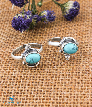 Mira Silver Toe-Rings (Turquoise)