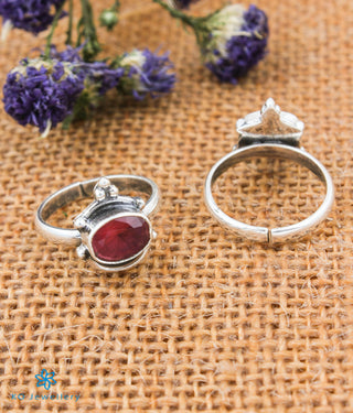 Mira Silver Toe-Rings (Red)