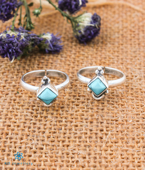 The Laya Silver Toe-Rings (Turquoise)