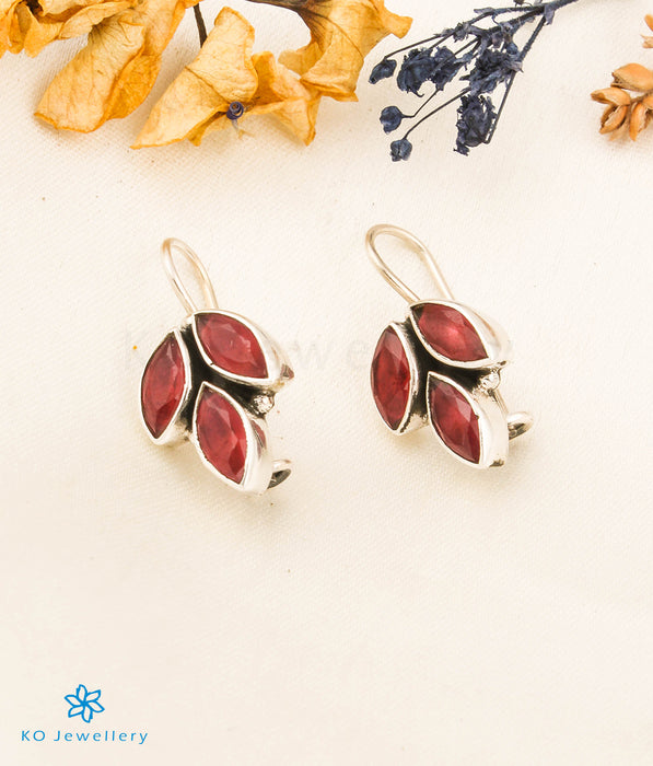 The Mrinal Silver Gemstone Earrings (Red)
