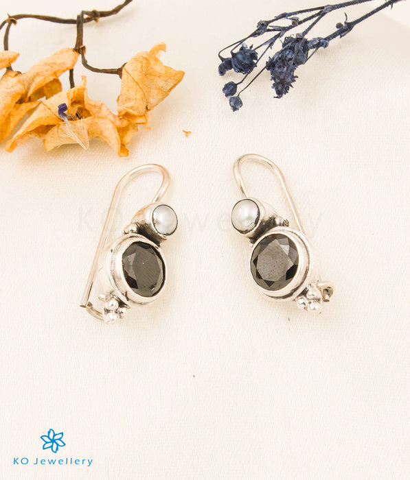 The Aza Silver Gemstone Earrings (Black)