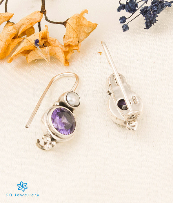 The Aza Silver Gemstone Earrings (Amethyst)