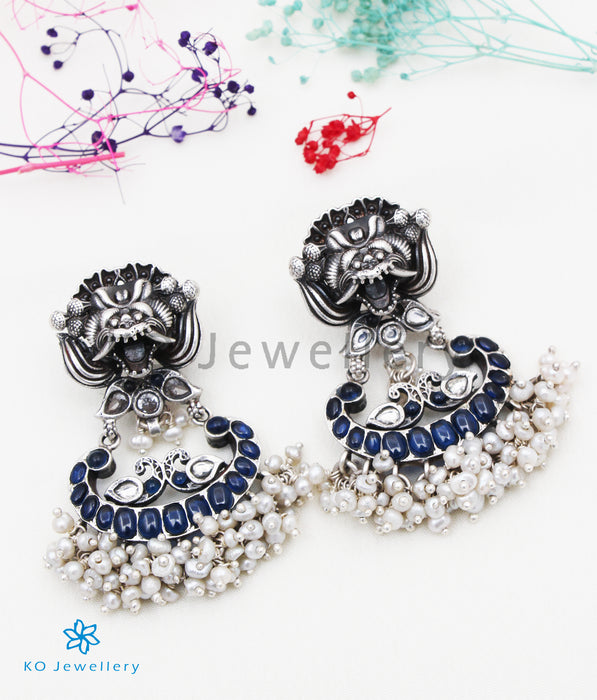 The Simha Silver Earrings (Blue)