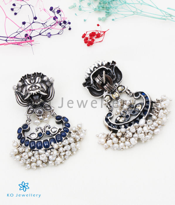 The Simha Silver Earrings (Blue)