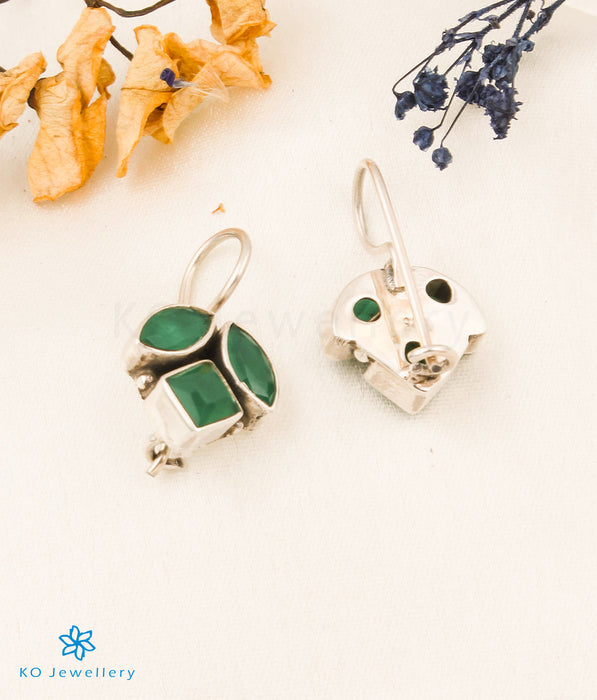 The Sahil Silver Gemstone Earrings (Green)