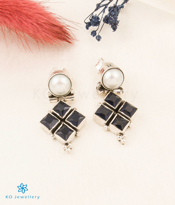 The Misha Silver Gemstone Earrings (Blue)