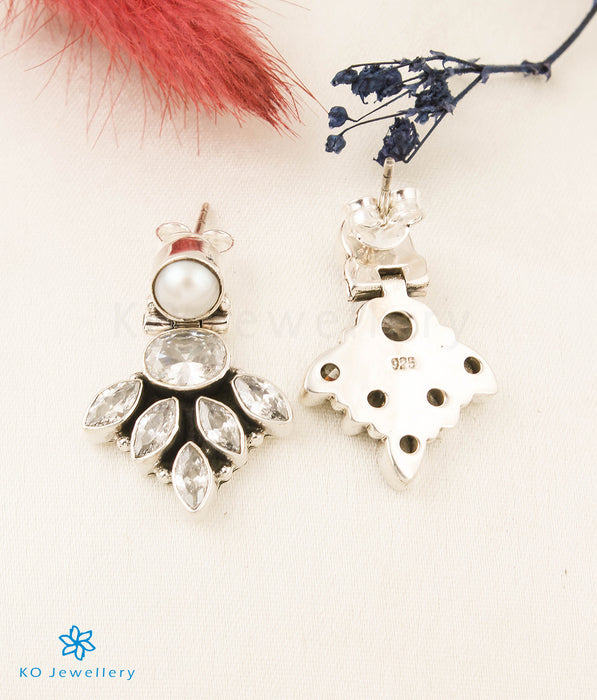 The Amrit Silver Gemstone Earrings (White)