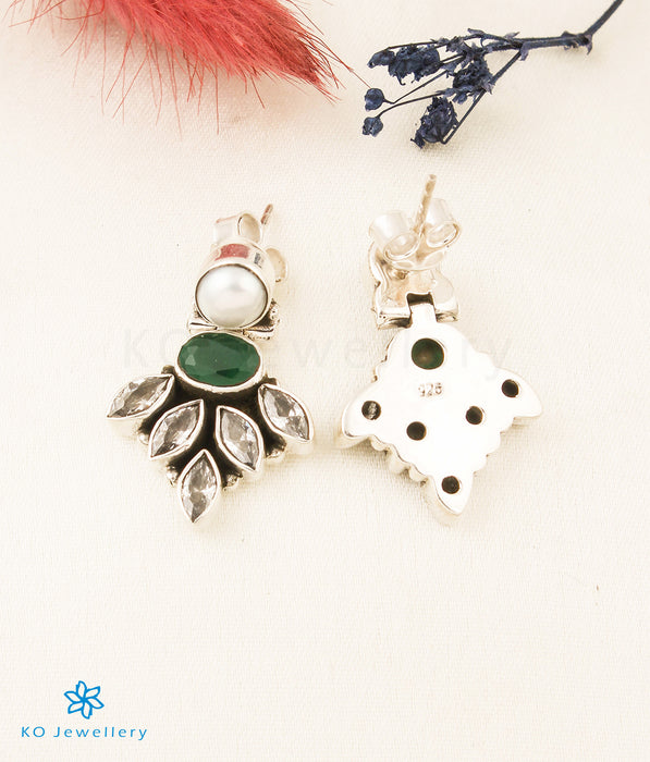 The Amrit Silver Gemstone Earrings (Green)