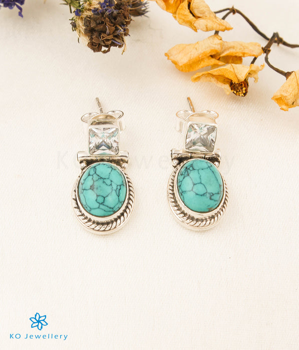 The Pratham Silver Gemstone Ear-studs (Turquoise)