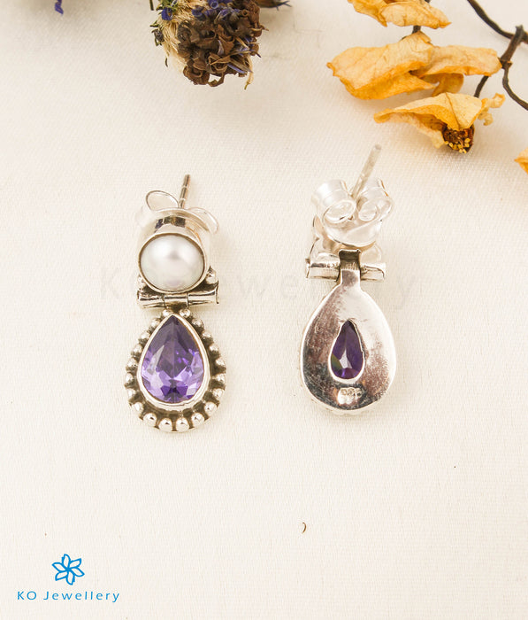 The Harita Silver Gemstone Earrings (Amethyst)