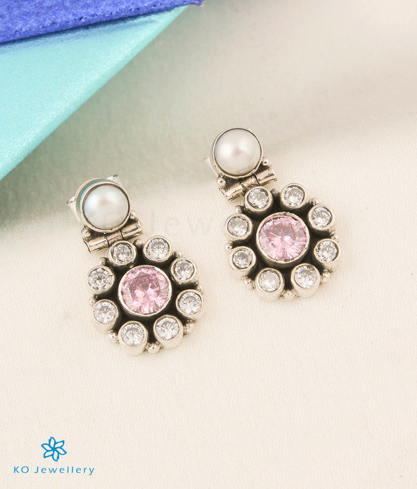 The Parisera Silver Gemstone Earrings (Pink)