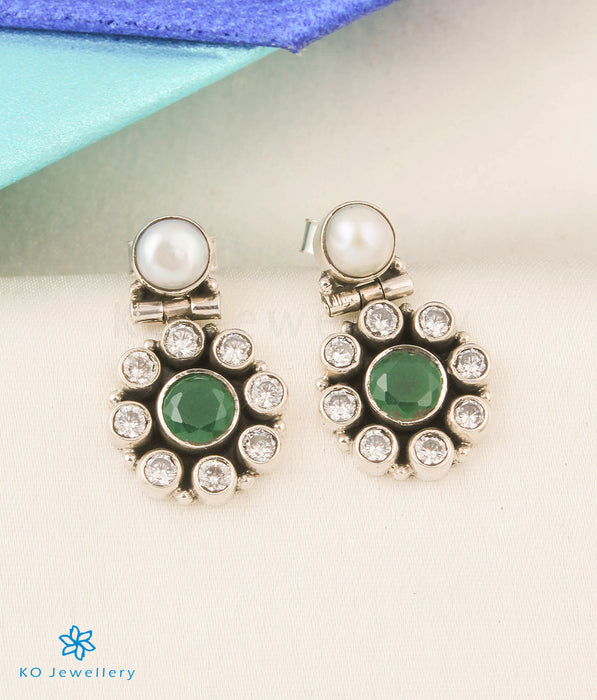 The Parisera Silver Gemstone Earrings (Green)