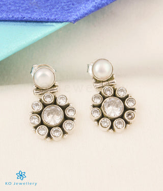 The Parisera Silver Gemstone Earrings (White)