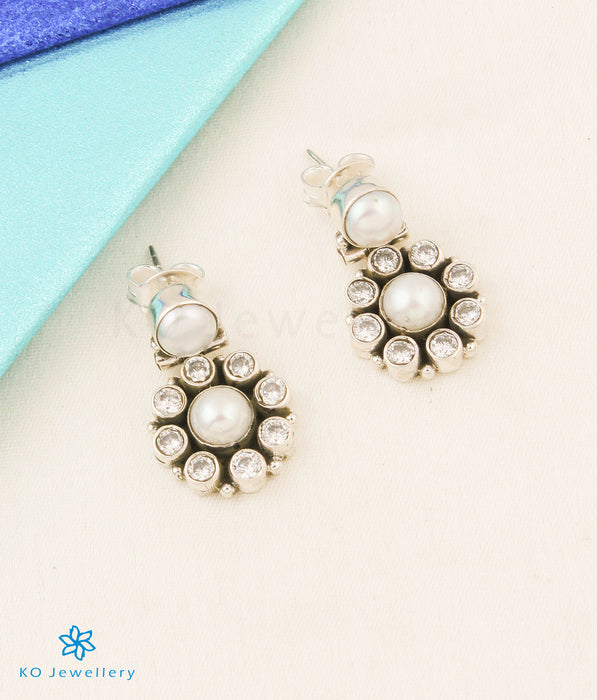 The Parisera Silver Gemstone Earrings (Pearl)