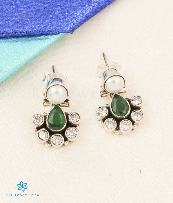 The Sarv Silver Gemstone Earrings (Green)