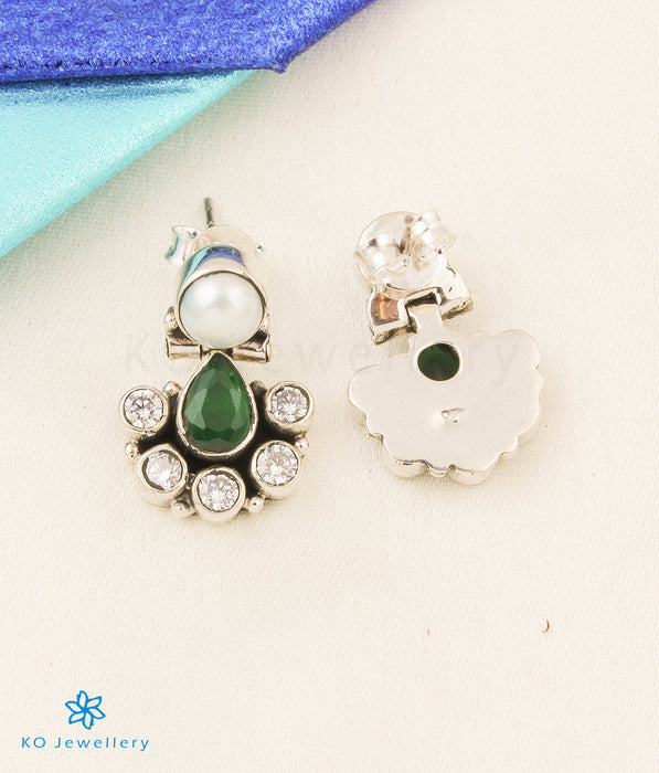 The Sarv Silver Gemstone Earrings (Green)