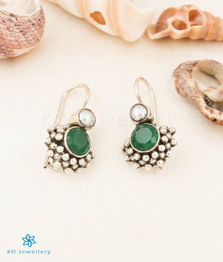 The Amudha Silver Gemstone Earrings (Green)