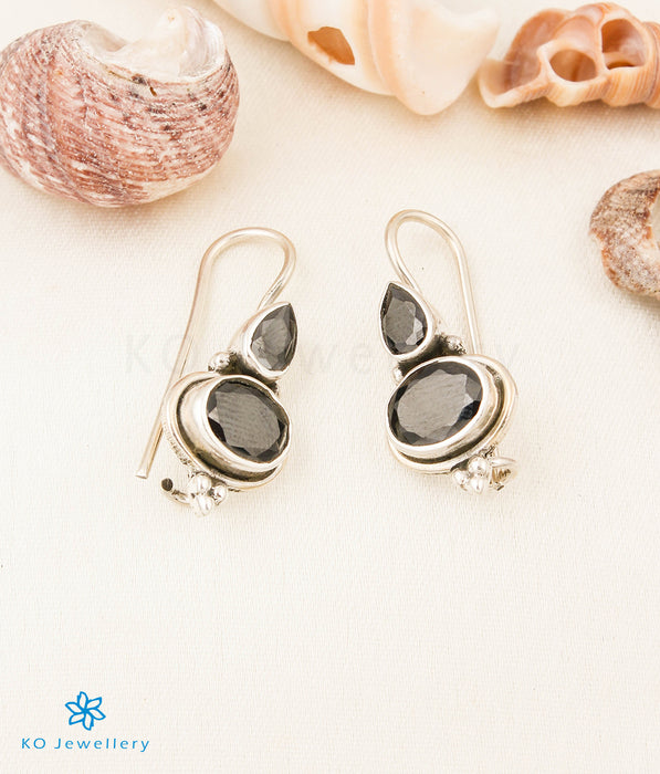 The Arya Silver Gemstone Earrings (Black)