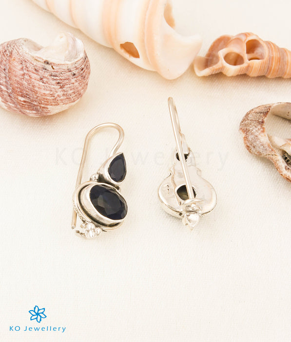 The Arya Silver Gemstone Earrings (Dark Blue)