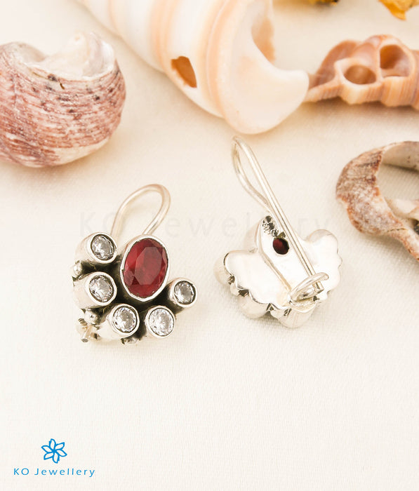 The Prajwal Silver Gemstone Earrings (Red)