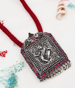 The Nritya Silver Thread Necklace (Oxidised)