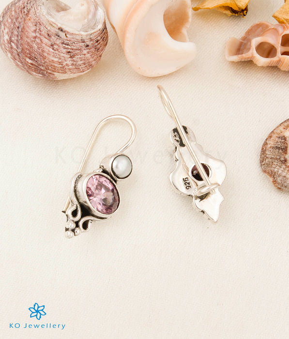The Devna Silver Gemstone Earrings (Hook/Pink)